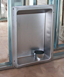 Example of Downward Venting Dryerbox at Rough-in Rough In Downward